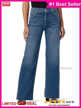 High-Rise Wide Leg Ankle Jeans Comfort Stretch Denim 5-Pocket Casual